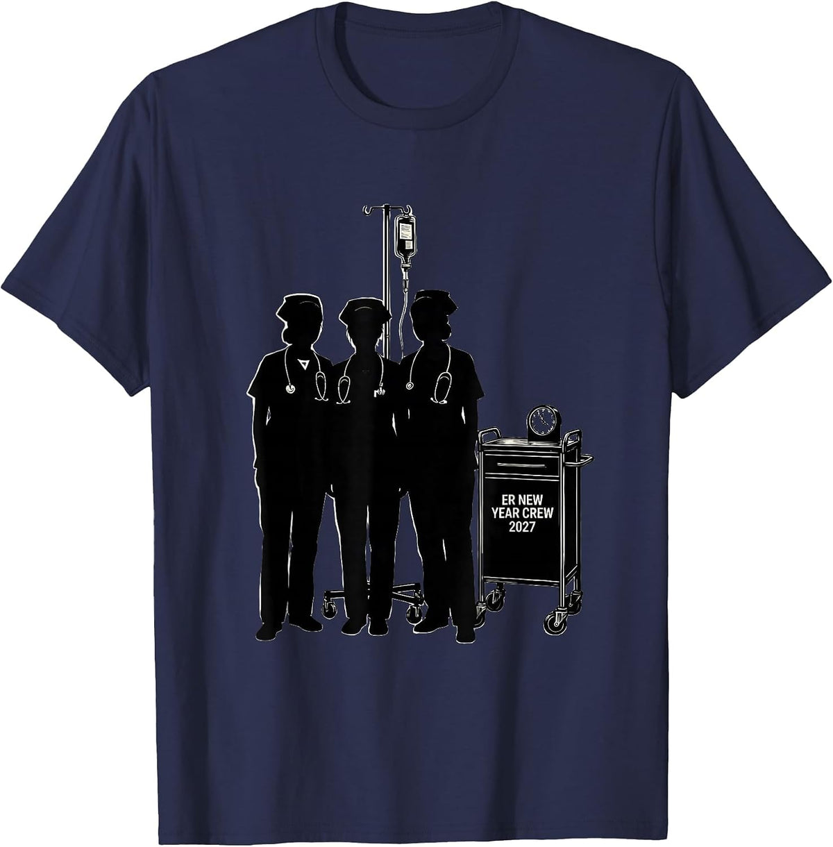 Men's ER New Year Crew 2027 Funny Nurse Squad New Years Eve Party T-Shirt - Navy Blue