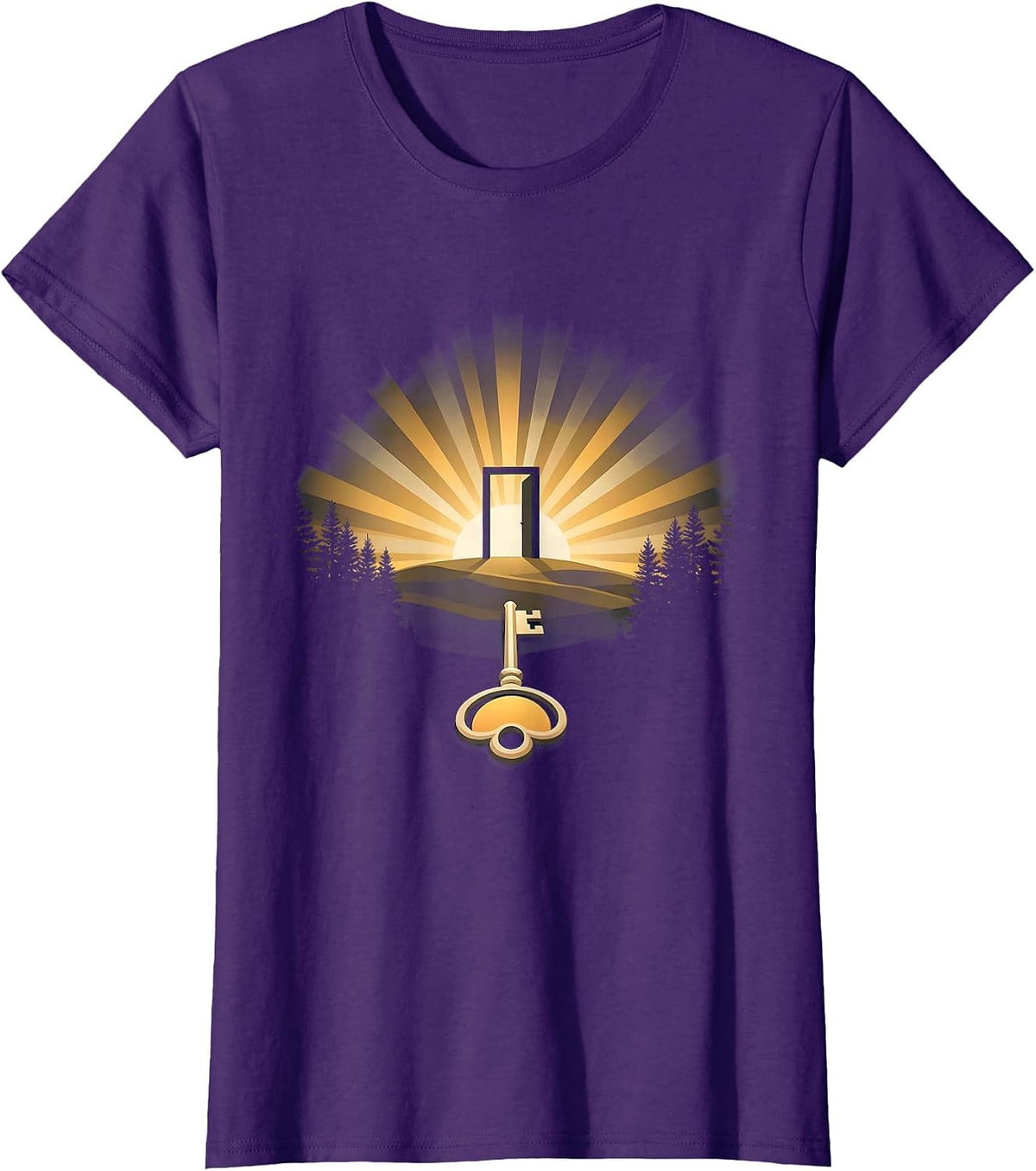 Suicide Awareness Key Unlocking Glowing Door Design T-Shirt - Purple