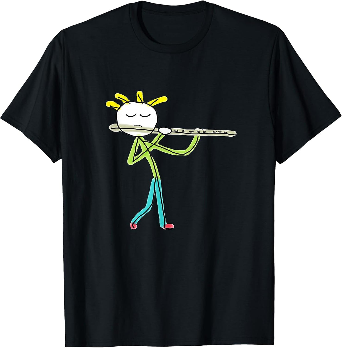 Flute Playing Flautist T-Shirt - Black