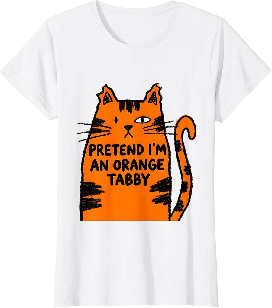 Women's Pretend I'm An Orange Tabby Funny Cat Lover Halloween T-Shirt - White
