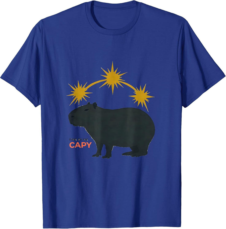 Fine By Me Capy Midcentury Modern Funny Capybara Animal Meme T-Shirt - Royal Blue