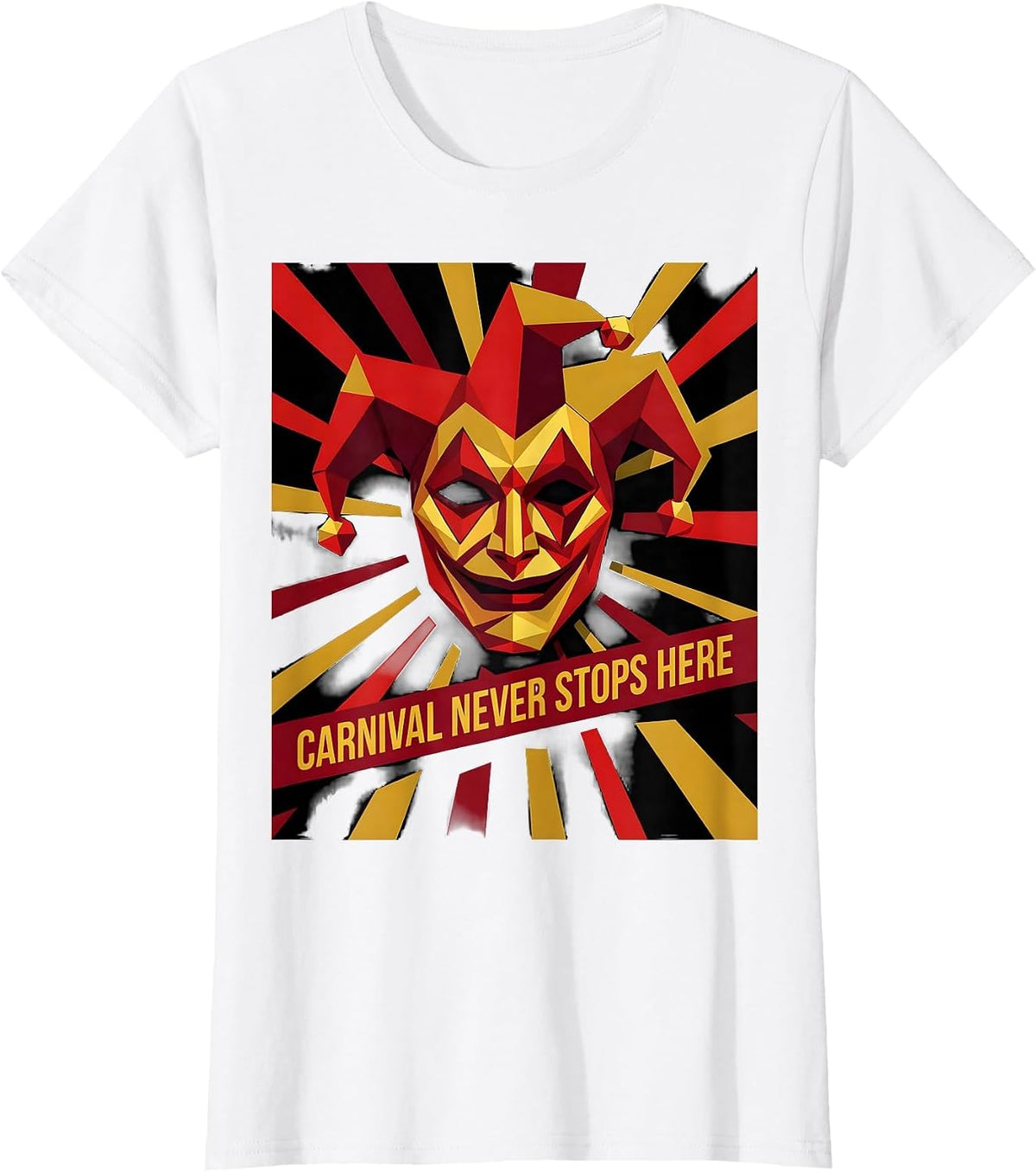 Carnival Never Stops Here Mardi Gras Design T-Shirt - White