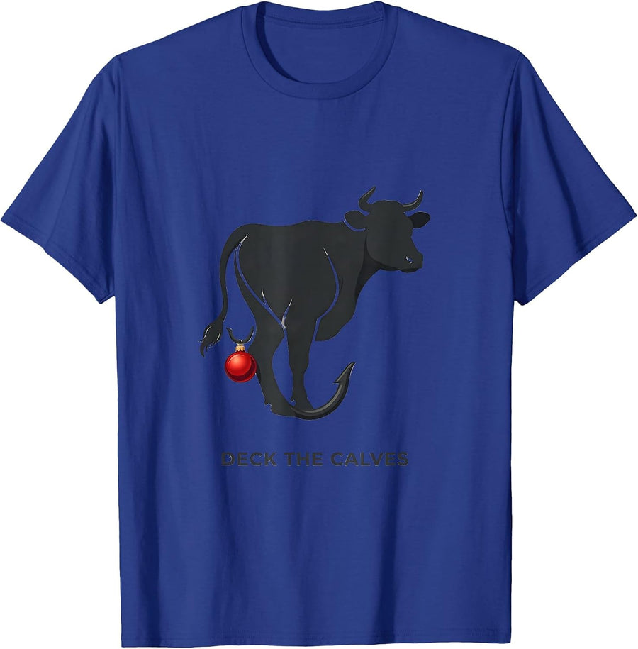 Deck The Calves Funny Physical Therapist Christmas Rehab T-Shirt - Royal Blue