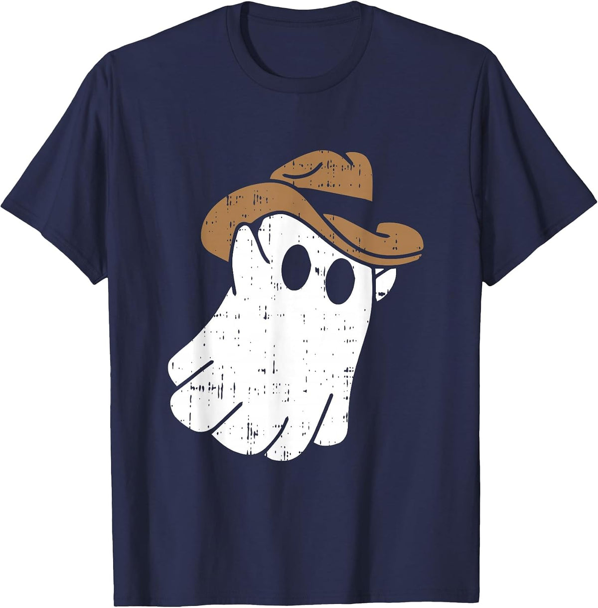 Cowboy Ghost Halloween Costume Funny Spooky Boo Spirit T-Shirt - Navy Blue