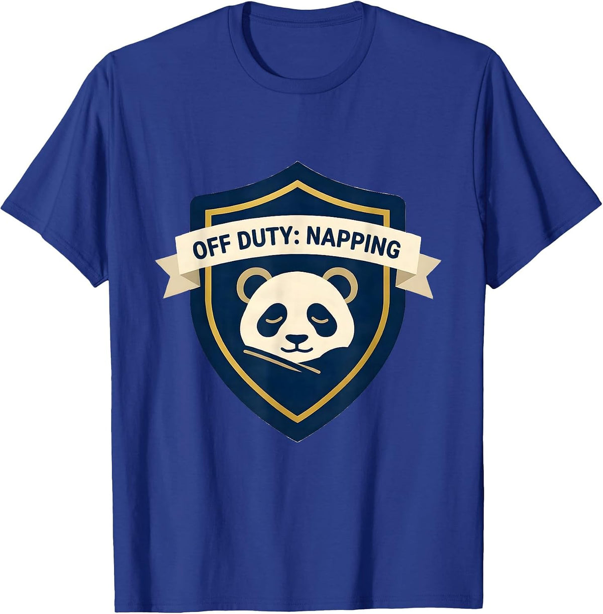 Off Duty Napping Cute Panda Cub Emblem Kids Sleepshirt T-Shirt - Royal Blue
