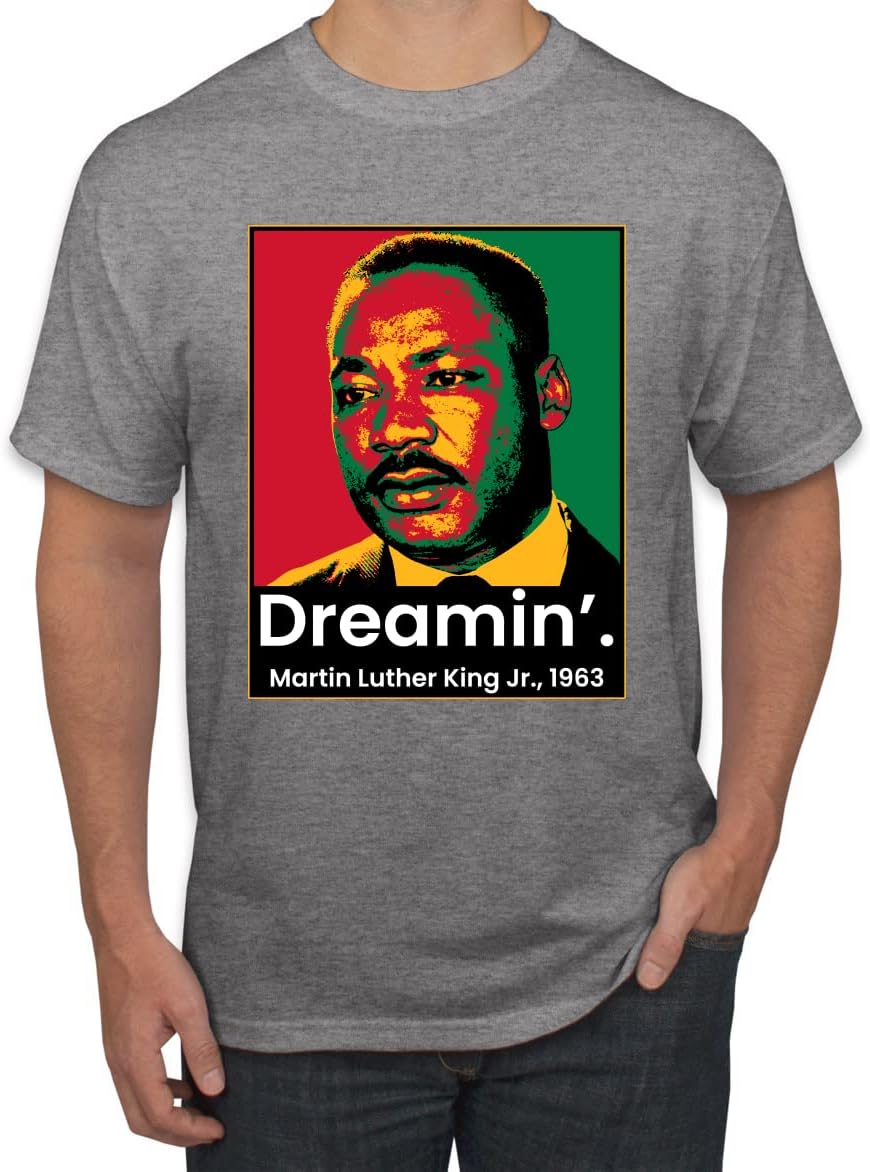 Dreamin Martin Luther King Jr 1963 Black Pride Men's Graphic T-Shirt, Heather Grey, Large - As Pictured