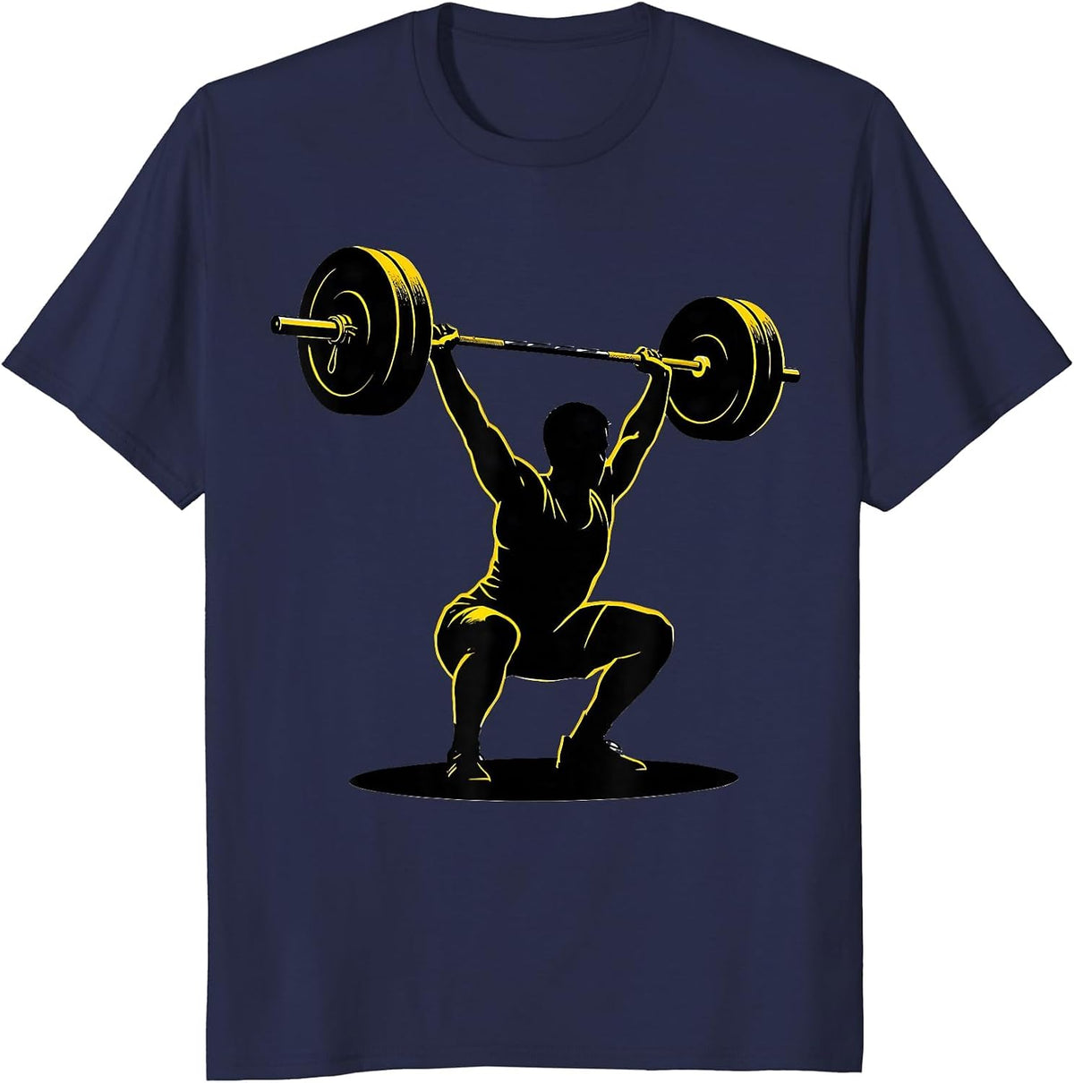 Men's Stencil Lifter Under Barbell Funny Gym Weightlifting Workout T-Shirt - Navy Blue