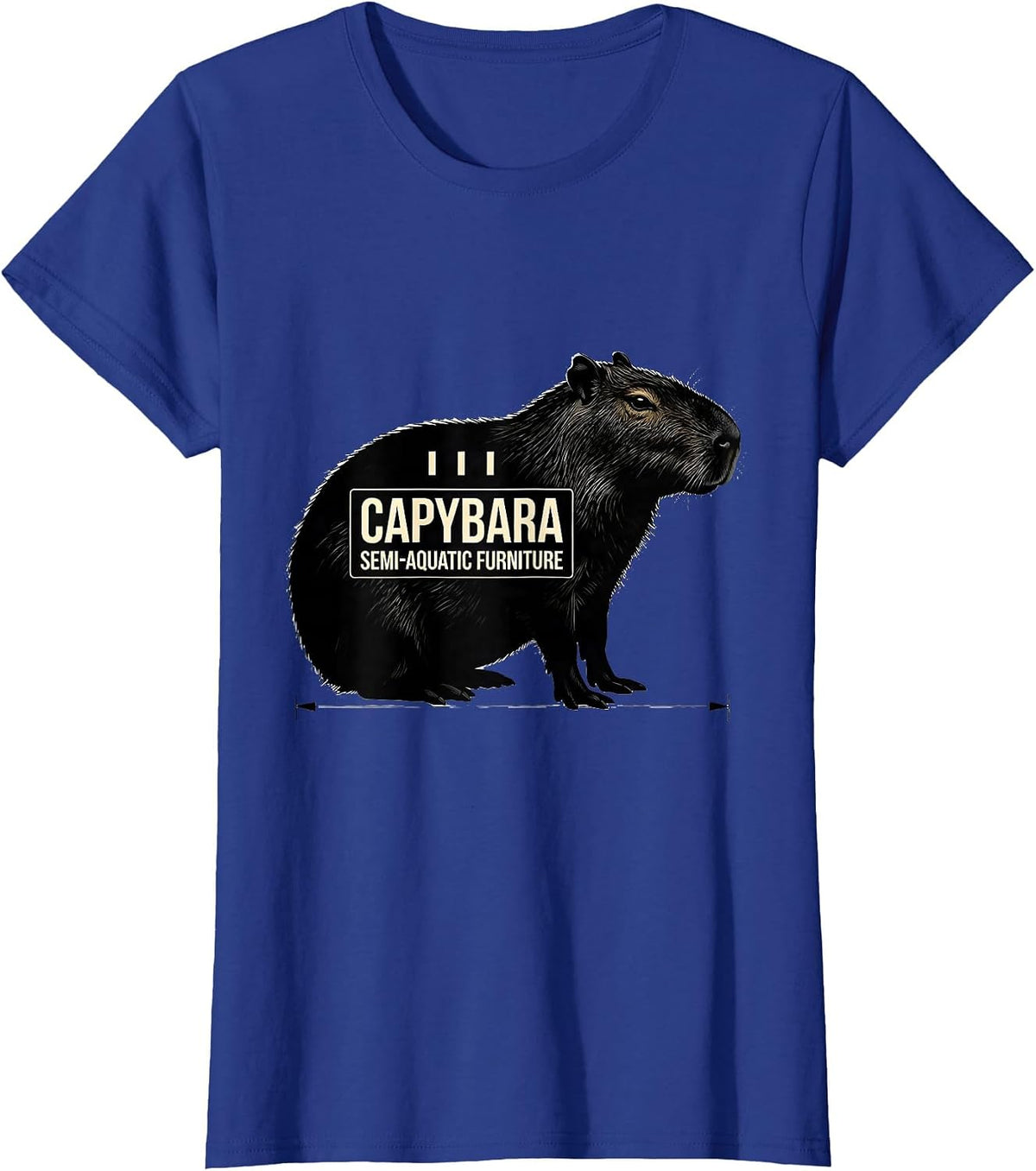 Women's Capybara, Semi-Aquatic Furniture Funny Animal Meme Humor T-Shirt - Royal Blue