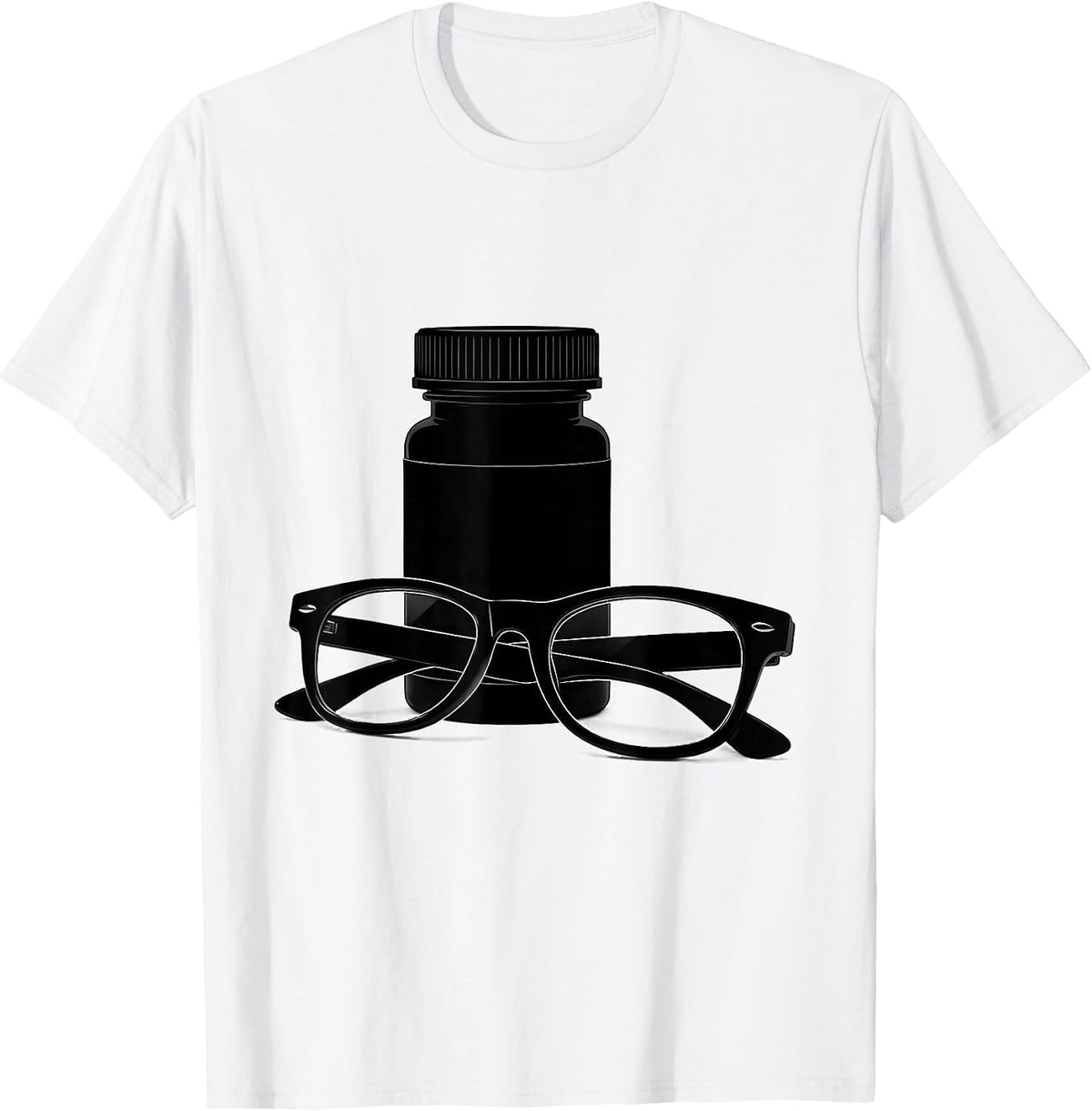 Men's Bifocals and Prescription Bottle Fall Prevention T-Shirt - White
