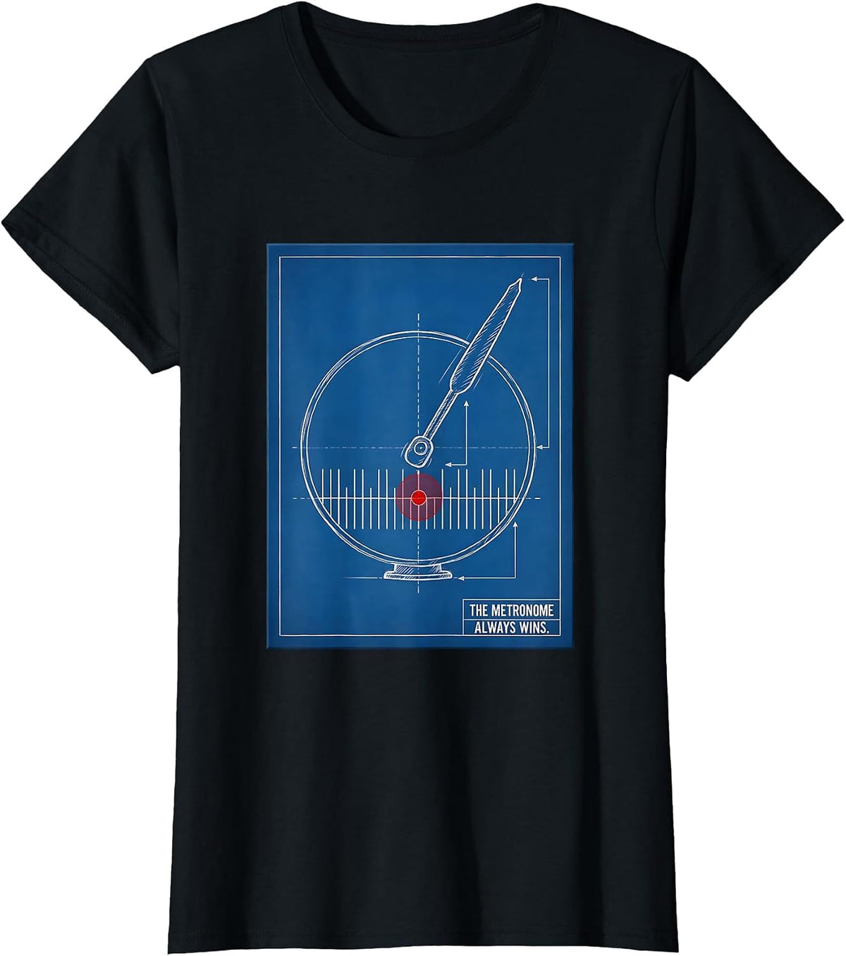 Women's The Metronome Always Wins Funny Music Lover Drummer Gift T-Shirt - Black