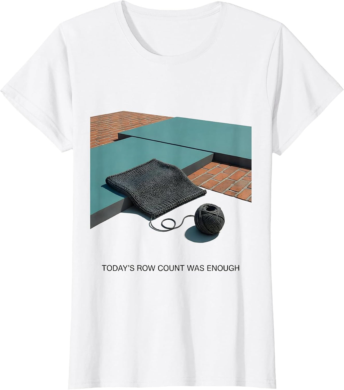 Today's Row Count Was Enough Midcentury Modern Knitting T-Shirt - White