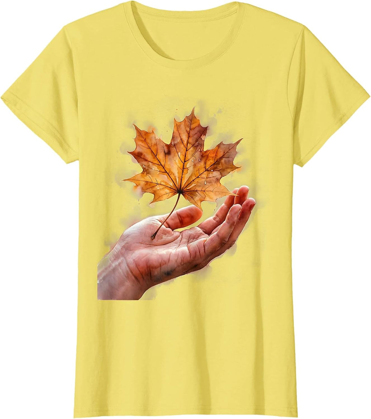 Women's Suicide Prevention Awareness Catching Leaf Design T-Shirt - Lemon Yellow