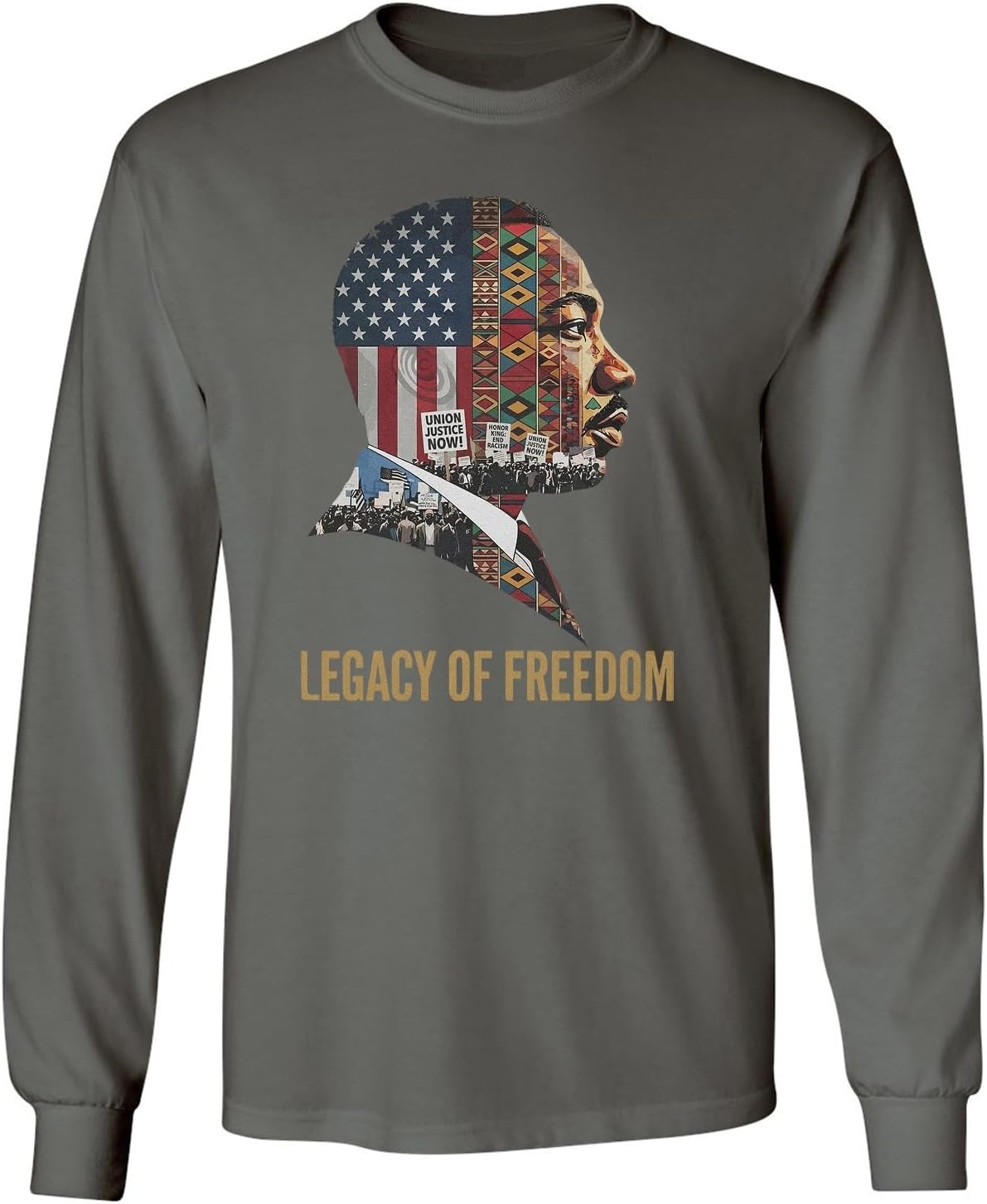 Legacy of Freedom - Martin Luther King Inspired Long Sleeve T-Shirt - Gray