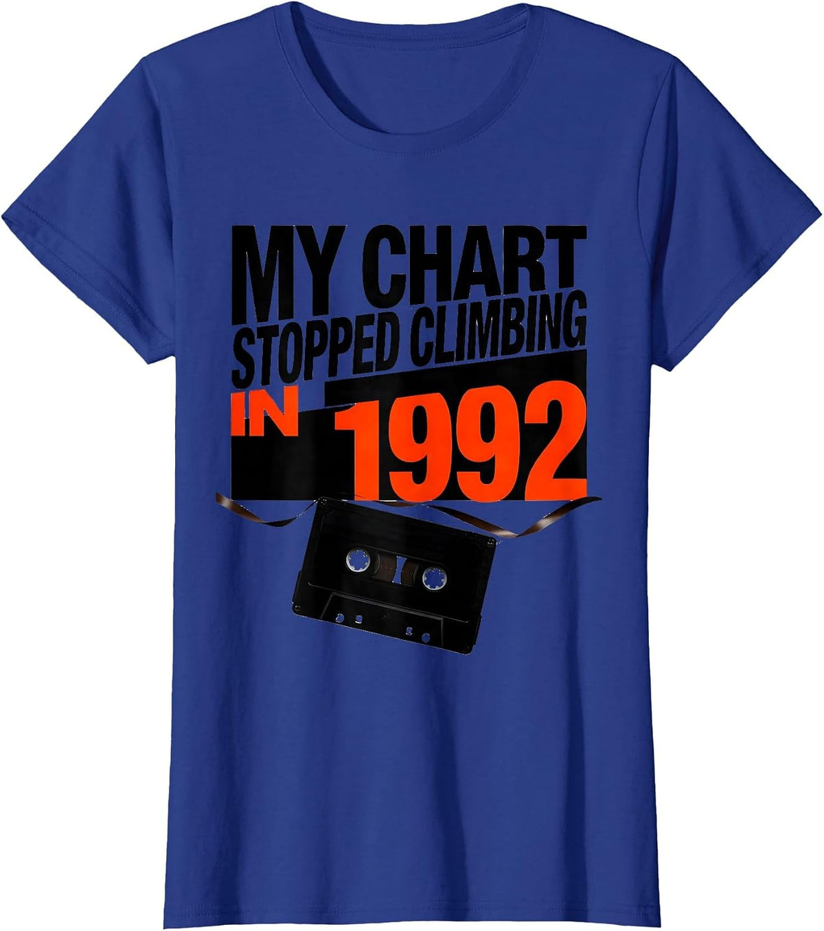 Women's My Chart Stopped Climbing In 1992 Retro 80s 90s Music T-Shirt - Royal Blue