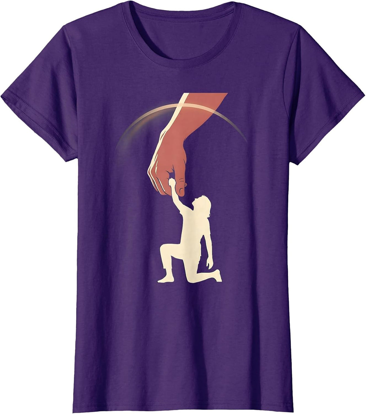 Women's Anti Bullying Hand Lifting Fallen Figure Graphic T-Shirt - Purple