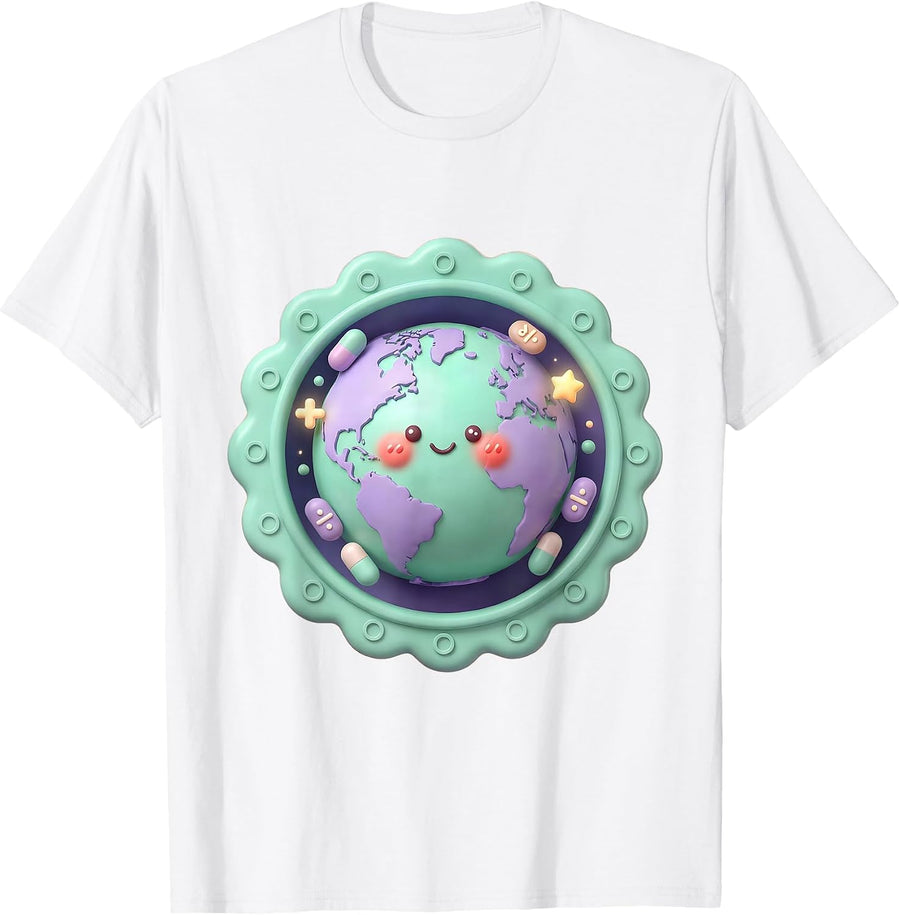 Men's Math Globe Floating Symbols Teacher Design T-Shirt - White