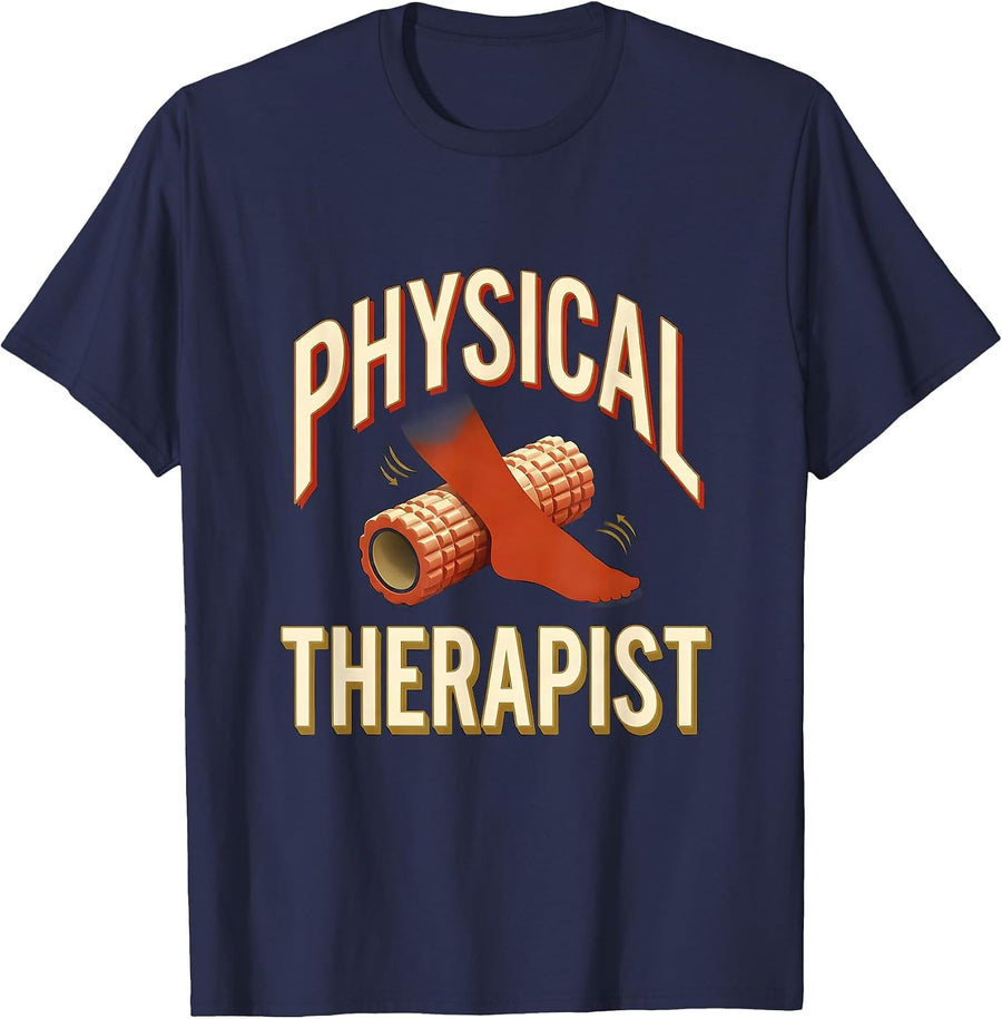 Physical Therapist Retro Sign Painter Showcard OT PT Pride T-Shirt - Navy Blue