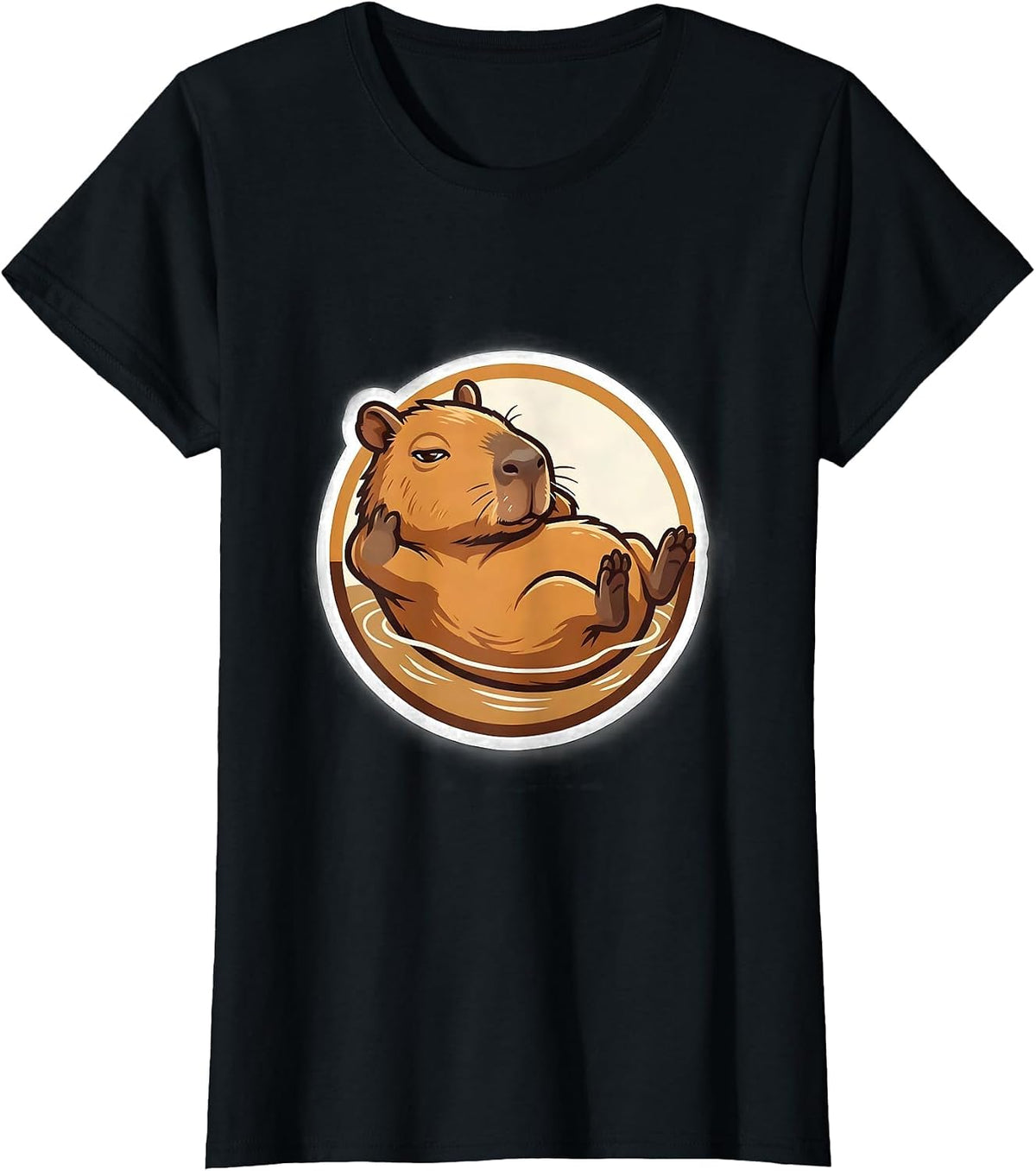 Capybara Sticker Funny Animal Meme Humor T-Shirt - Black