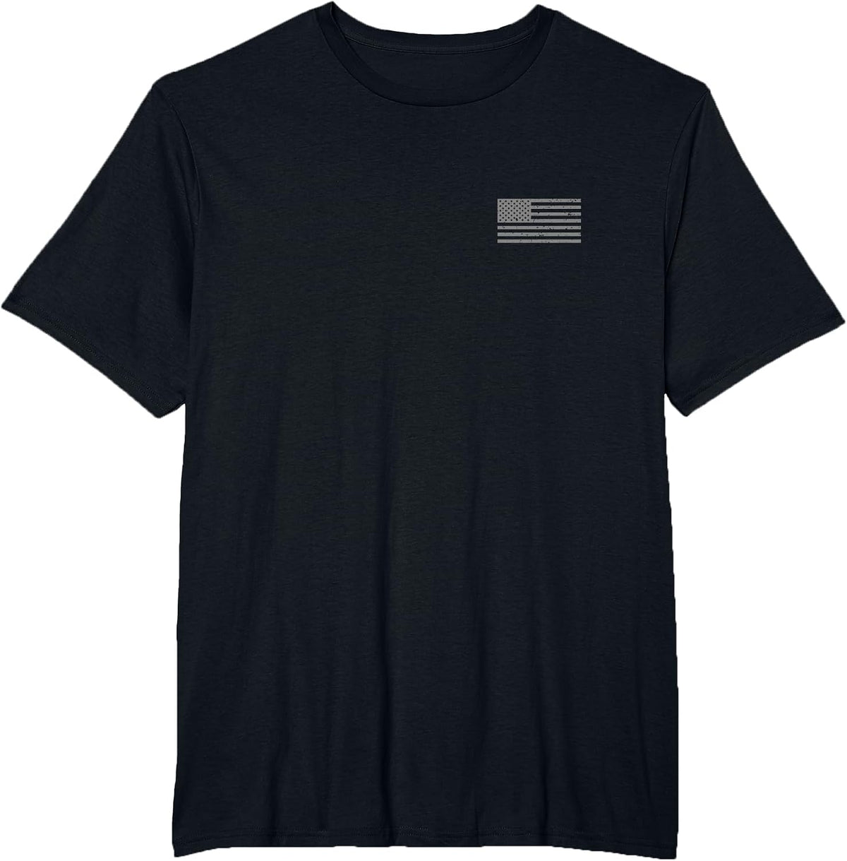 Patriotic Distressed American Flag Left Chest T-Shirt USA T-Shirt - Black