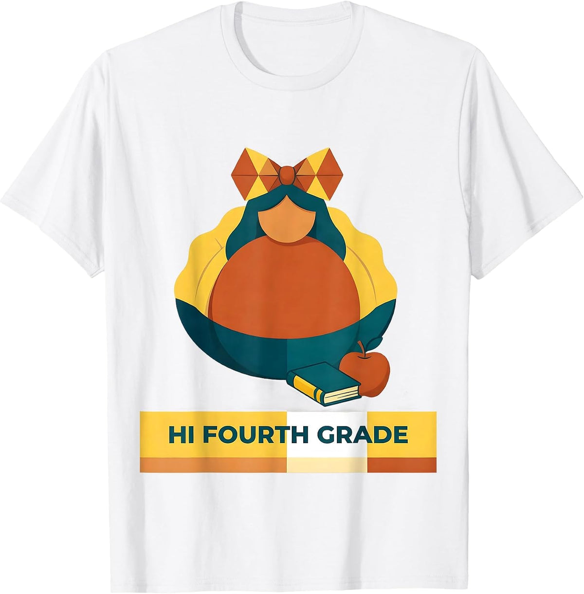 Hi Fourth Grade Cute Dumpling Girl Back to School First Day T-Shirt - White