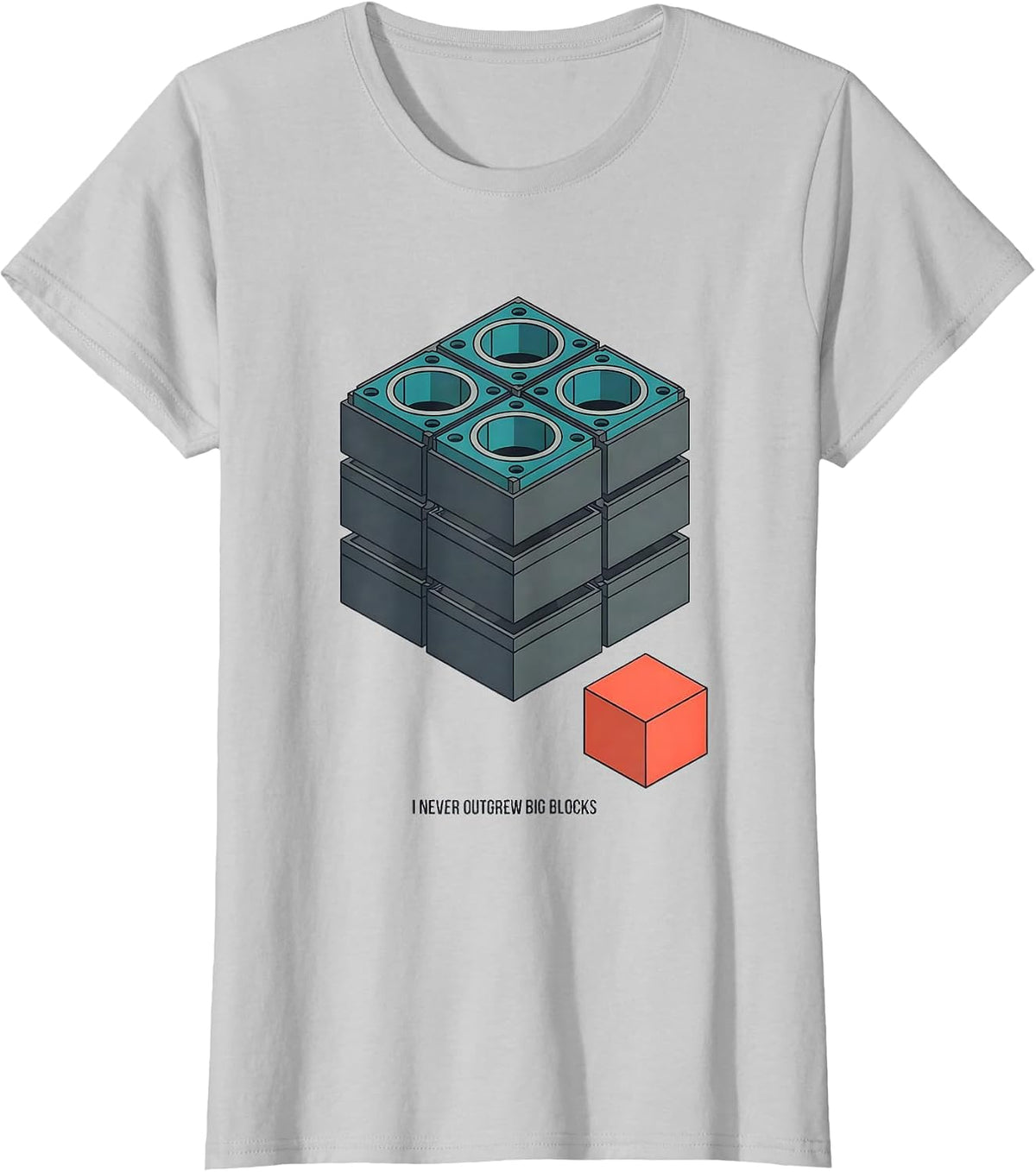 I Never Outgrew Big Blocks Funny Mechanic Garage Motor T-Shirt - Silver Grey