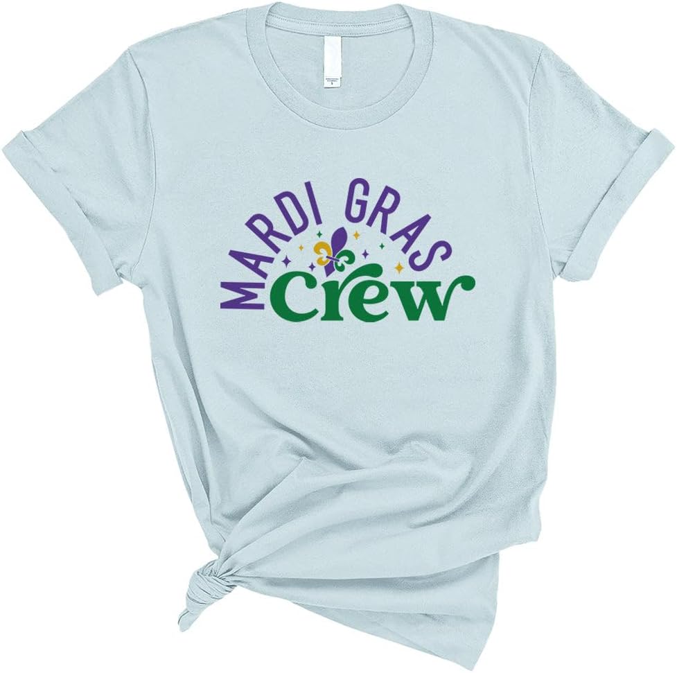 TeesAndTankYou Mardi Gras Crew Shirt Unisex - Light Blue