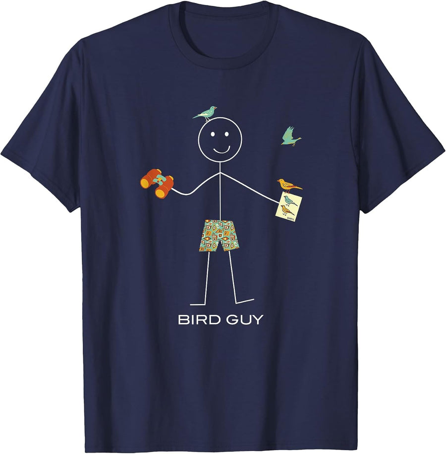 Funny Mens Birding Bird Guy Boy Birdwatching T-Shirt - Navy Blue