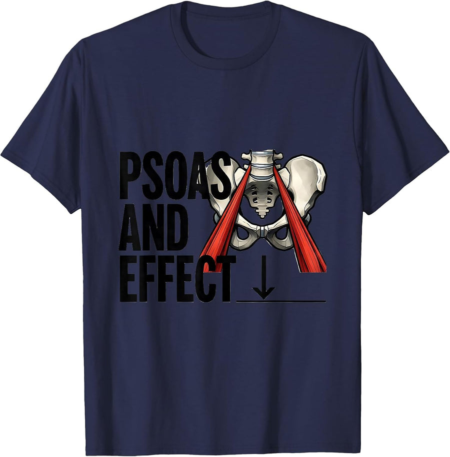 Psoas And Effect Geometric Physical Therapist OT Gift T-Shirt - Navy Blue