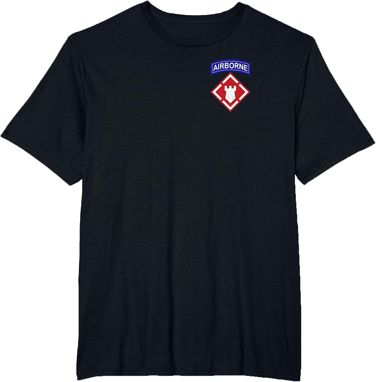 20th Engineer Brigade Patch with Airborne Tab T-Shirt - Black