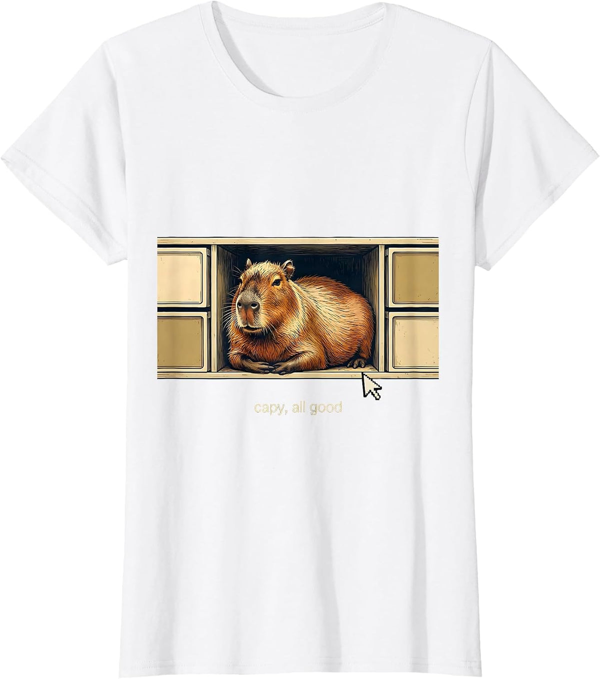 Women's capy all good Funny Capybara Gamer Meme Humor T-Shirt - White