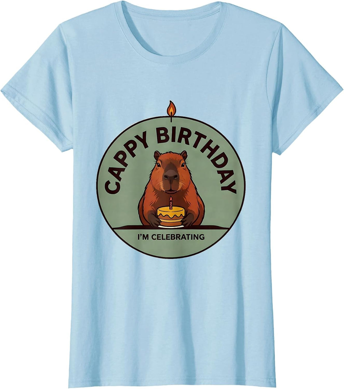 Women's Cappy Birthday, I'm Celebrating Kawaii Capybara Birthday T-Shirt - Baby Blue