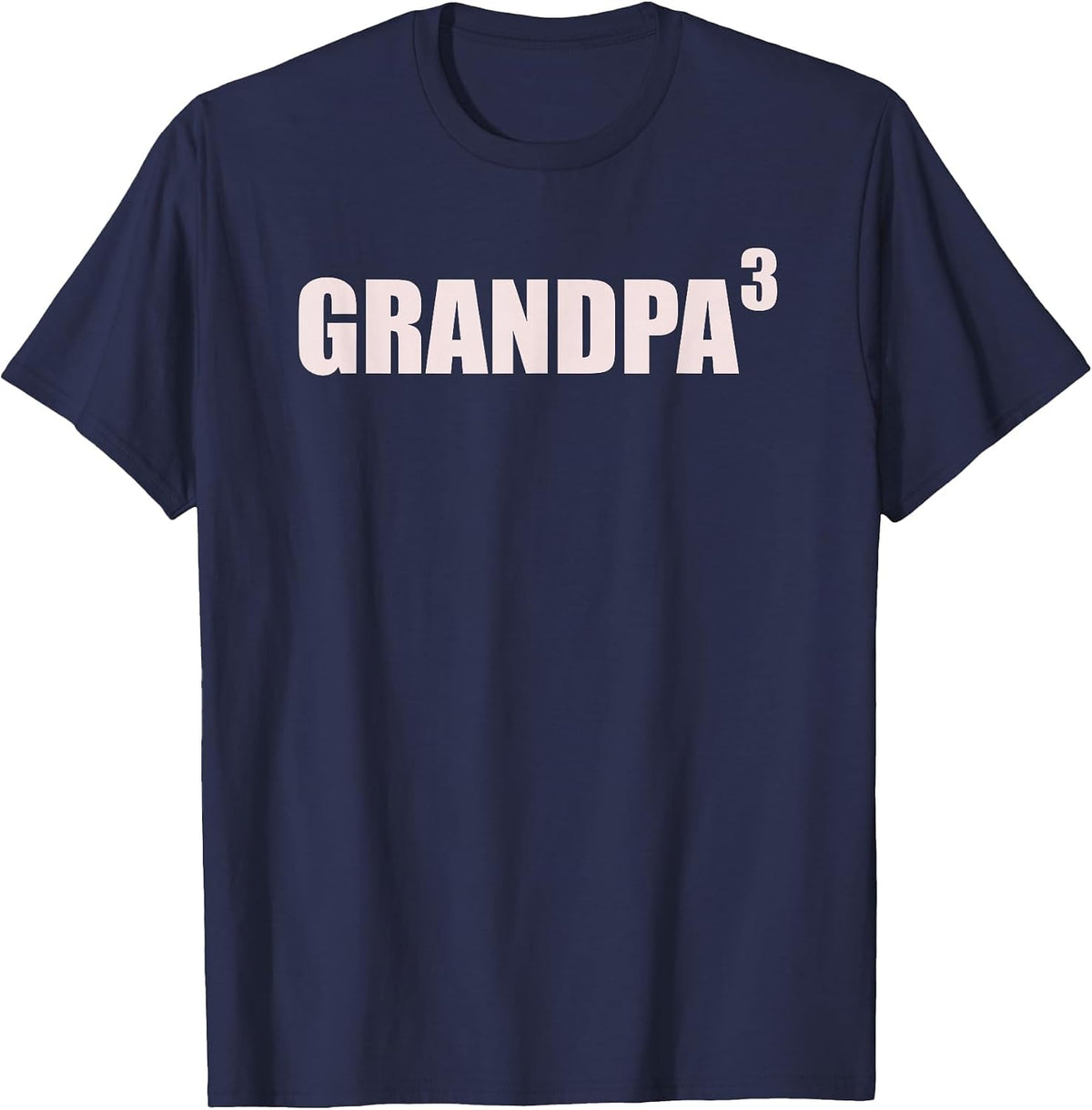 Grandpa 3 Grandkids 3rd Time Cubed Grandpa of Three T-Shirt - Navy Blue