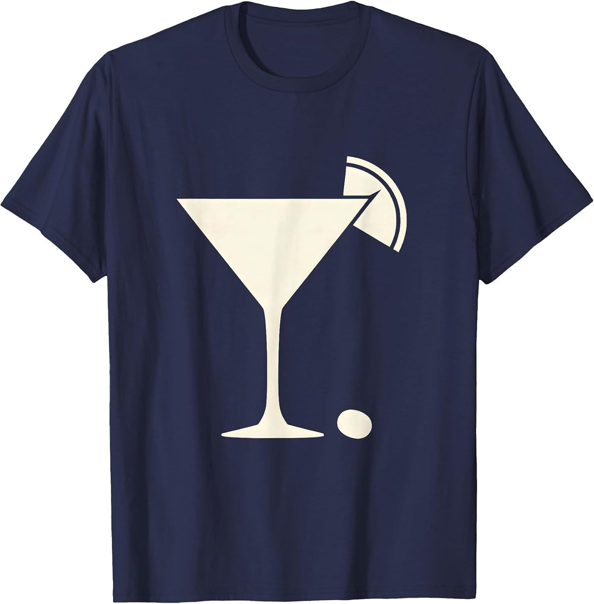 Martini Cone Silhouette Cocktail Lover Humor T-Shirt - Navy Blue