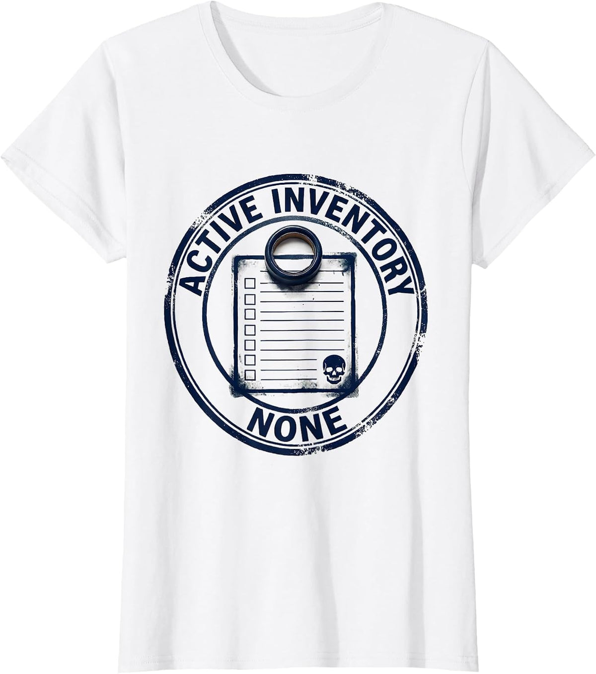 Active Inventory None Funny Skeleton Skull Deadpan Humor T-Shirt - White