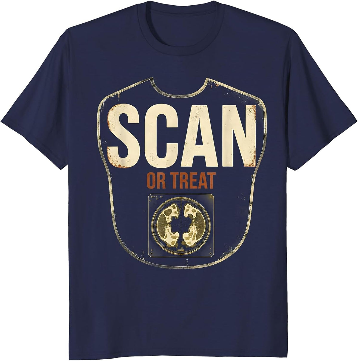 Scan Or Treat Vintage Radiology Tech Halloween Workplace T-Shirt - Navy Blue