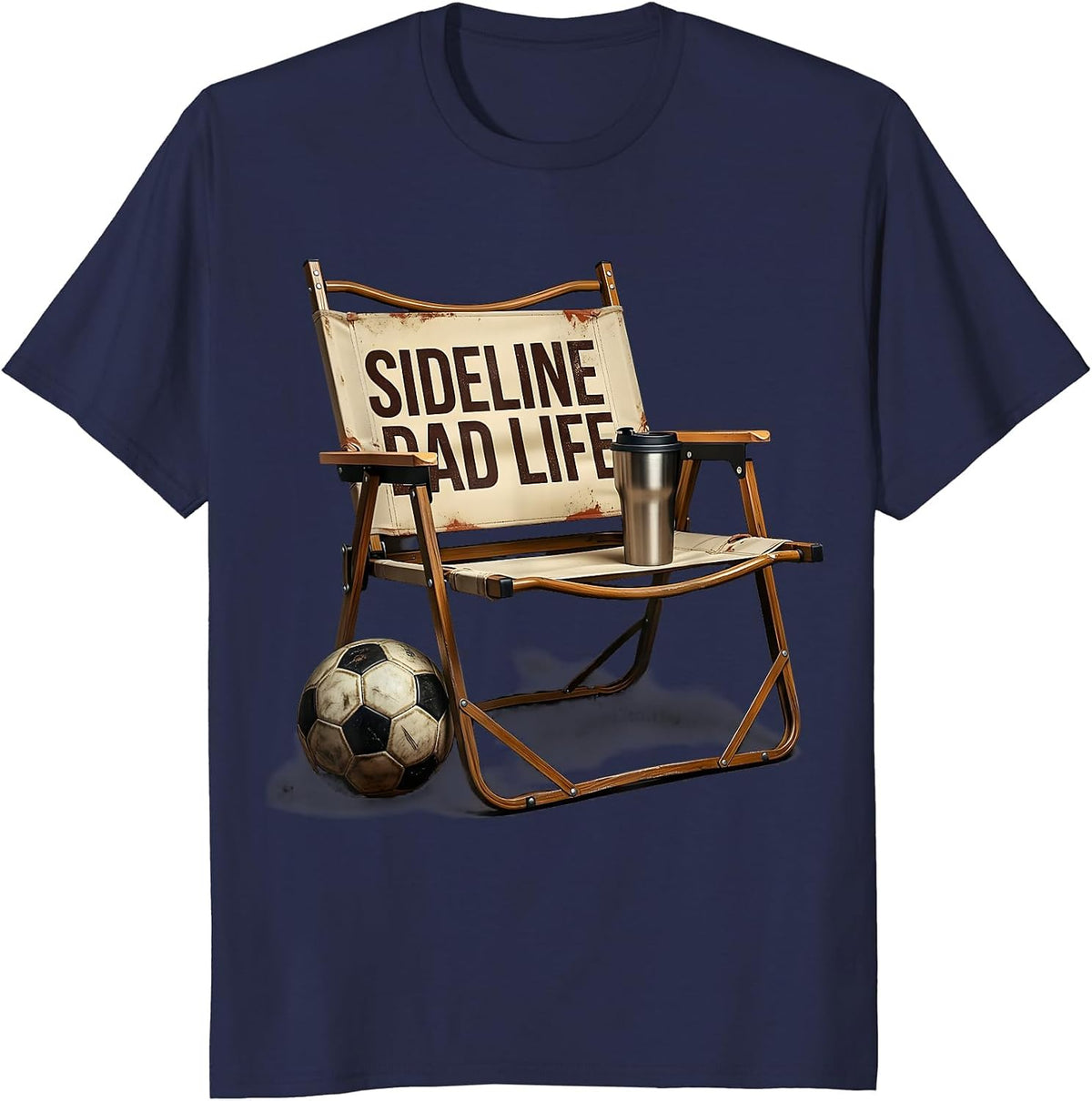 Sideline Dad Life Soccer Dad Graphic Design T-Shirt - Navy Blue