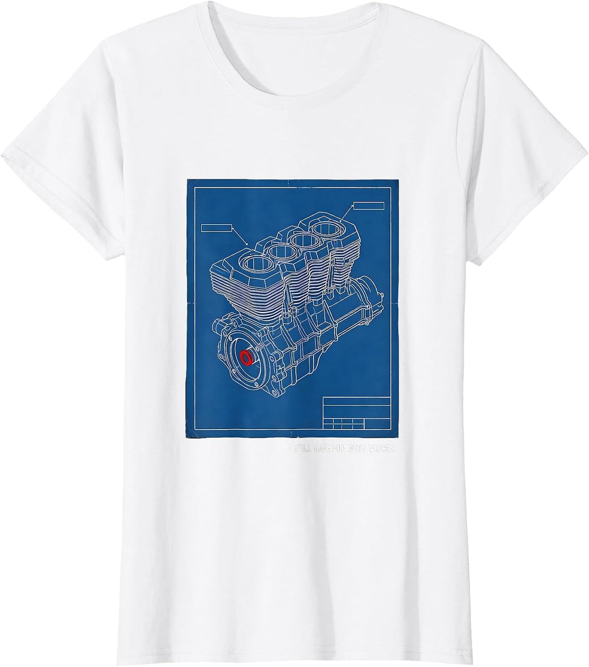 Women's I Still Have Fun With Blocks Technical Blueprint Mechanic T-Shirt - White