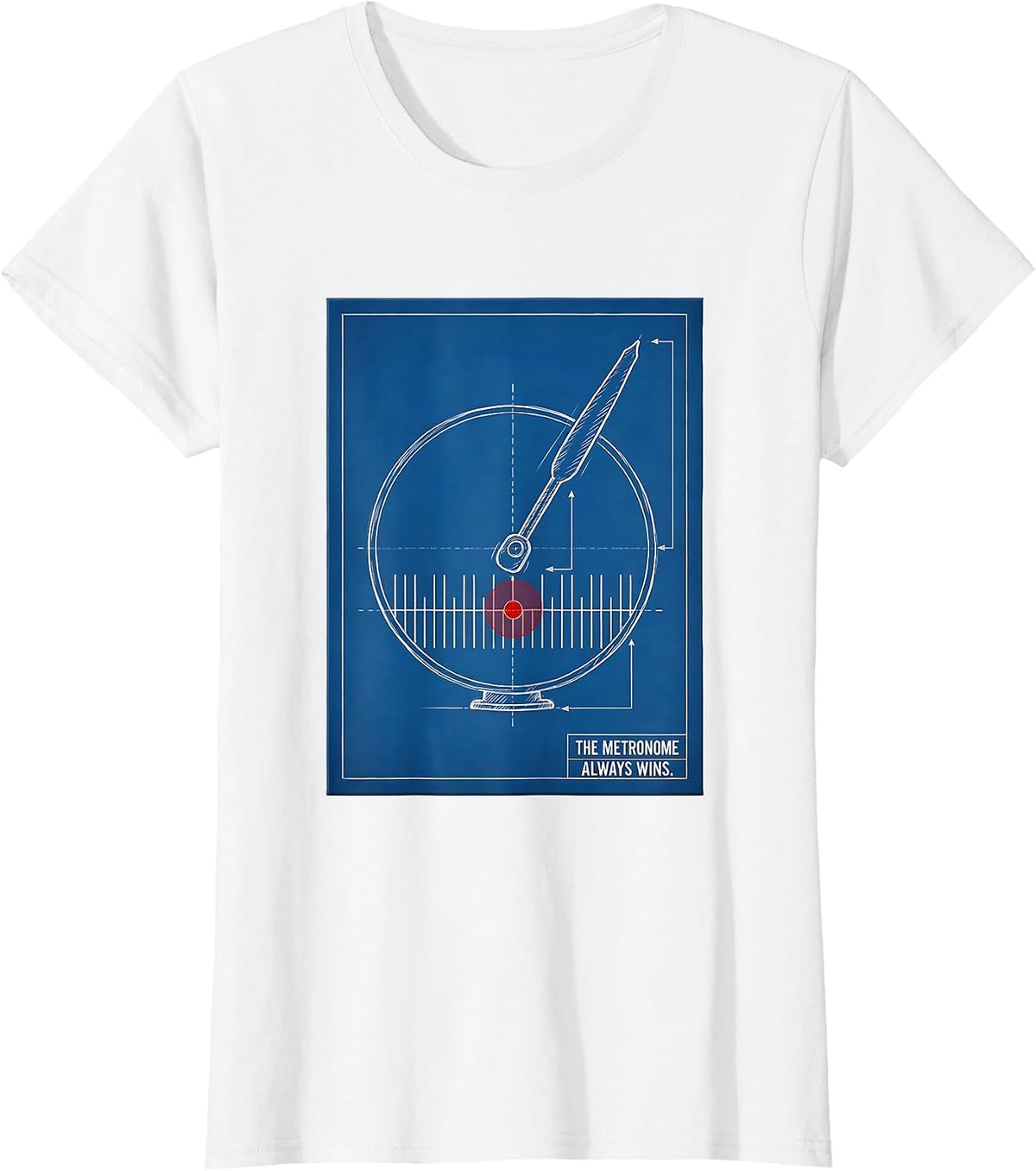 Women's The Metronome Always Wins Funny Music Lover Drummer Gift T-Shirt - White