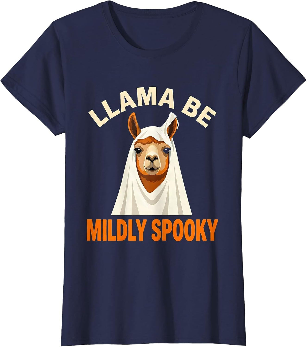 Women's Llama Be Mildly Spooky Costume Funny Llama Lover Halloween T-Shirt - Navy Blue