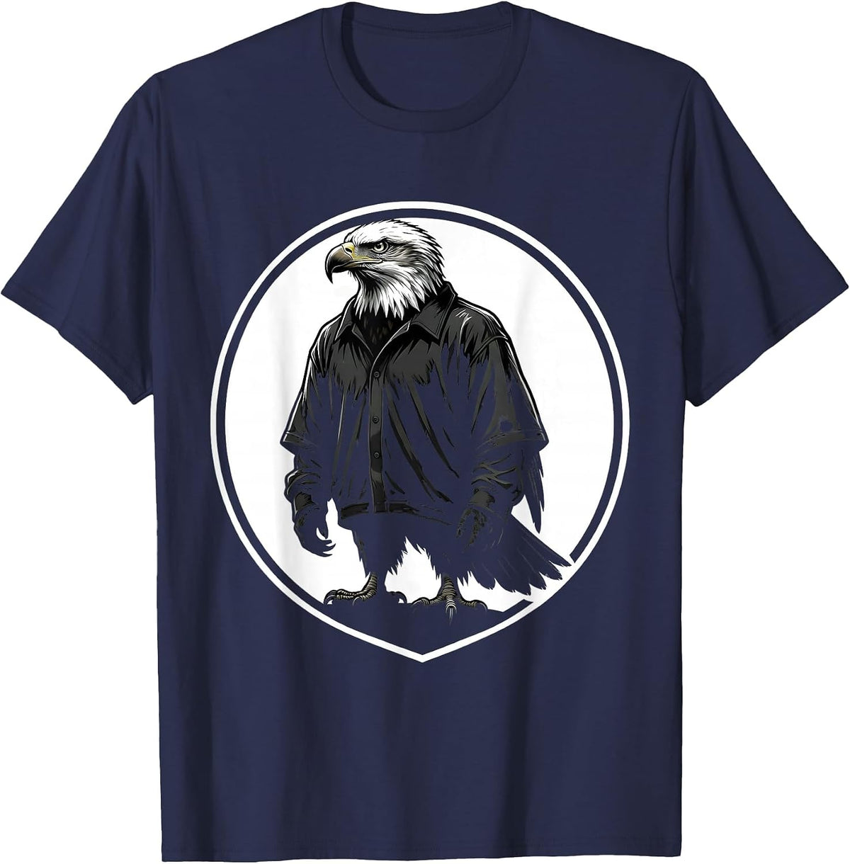 Bold Eagle Oversized Jersey Graphic Tee T-Shirt - Navy Blue
