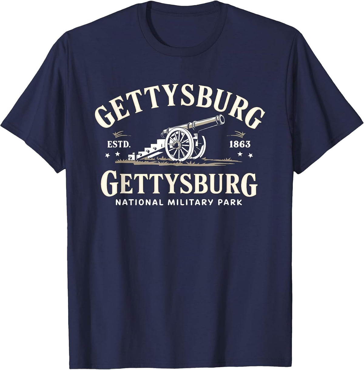 Gettysburg National Military Park ESTD 1863 Cannon History T-Shirt - Navy Blue