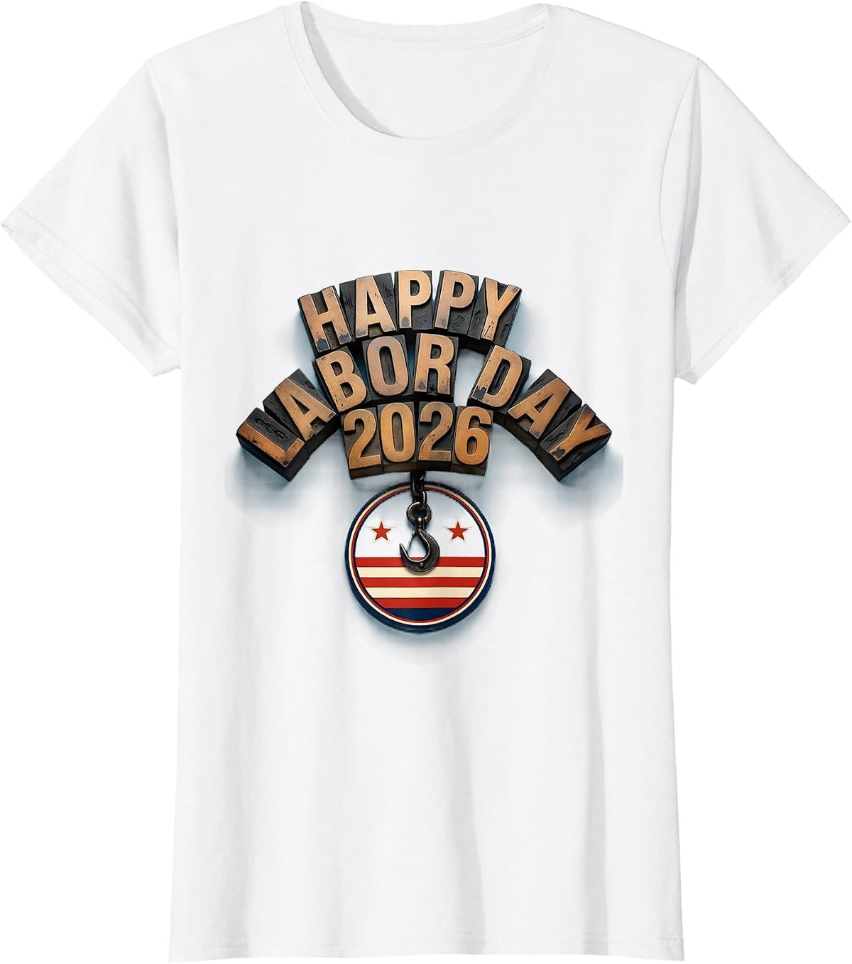 Happy Labor Day 2026 Patriotic Union Pride Messy Bun Mom T-Shirt - White