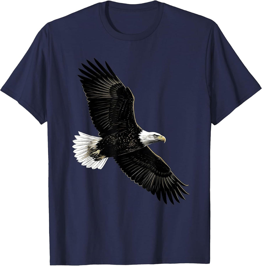 Eagle Silhouette Patriotic Wildlife Bird Nature Design T-Shirt - Navy Blue
