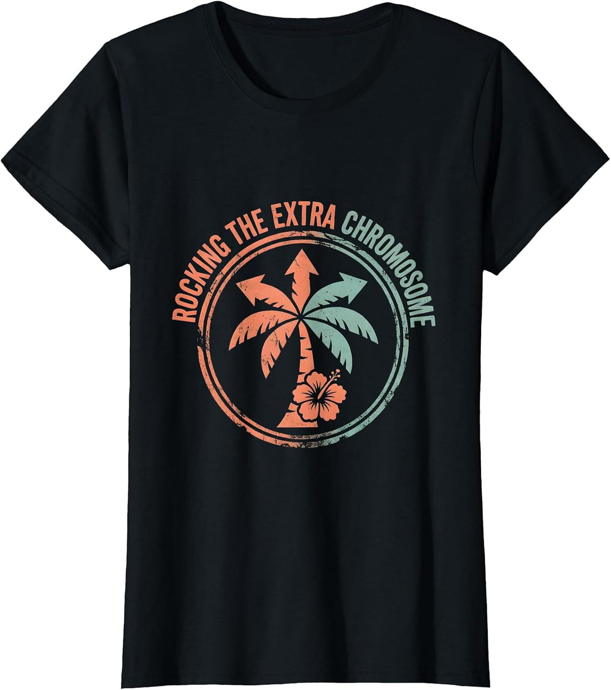 Women's Rocking the Extra Chromosome Awareness Design T-Shirt - Black