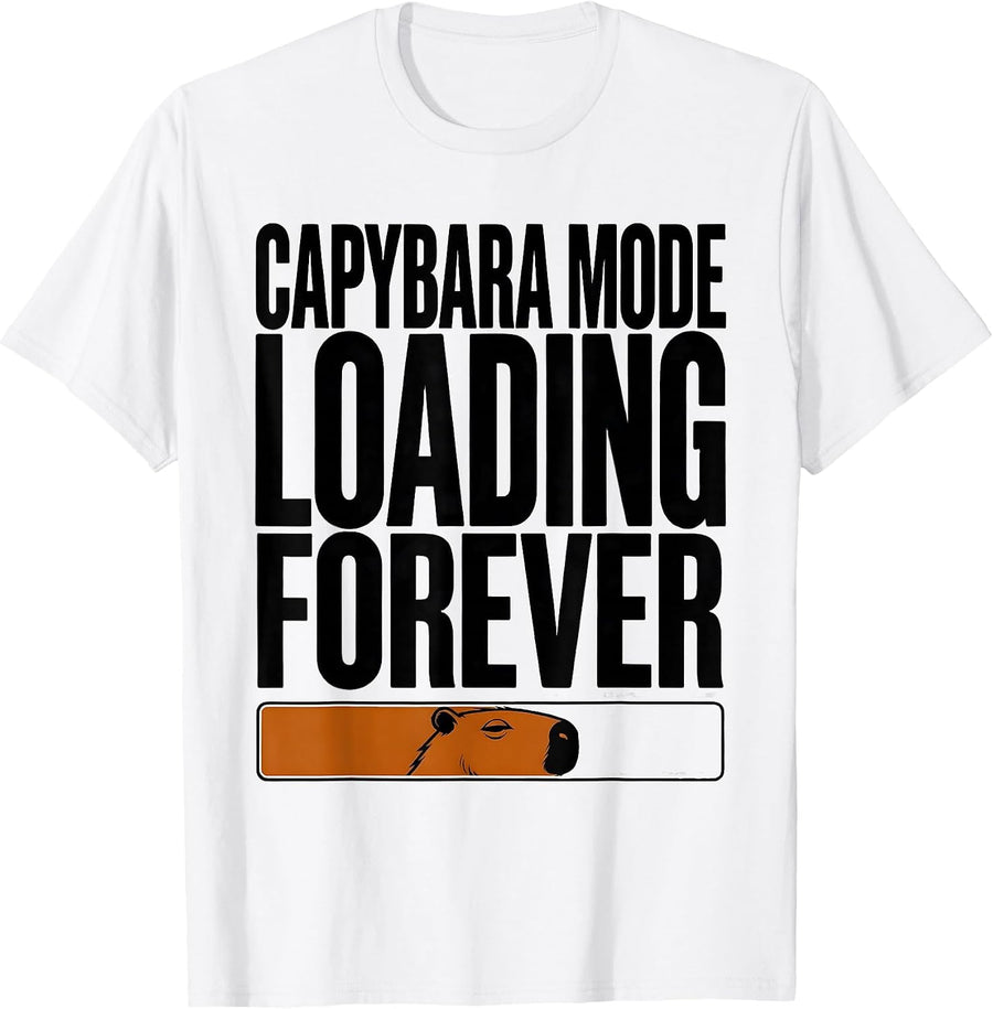 Men's Capybara Mode: Loading Forever Funny Animal Meme Gamer Humor T-Shirt - White