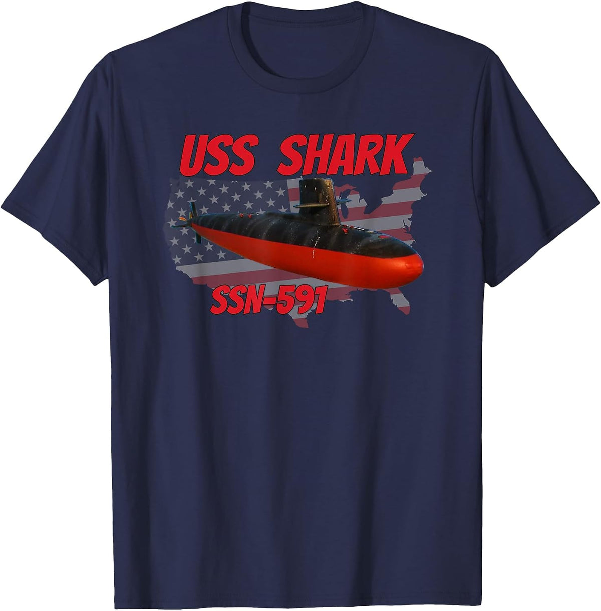 USS Shark SSN-591 Submarine Veterans Day Father Grandpa Dad T-Shirt - Navy Blue