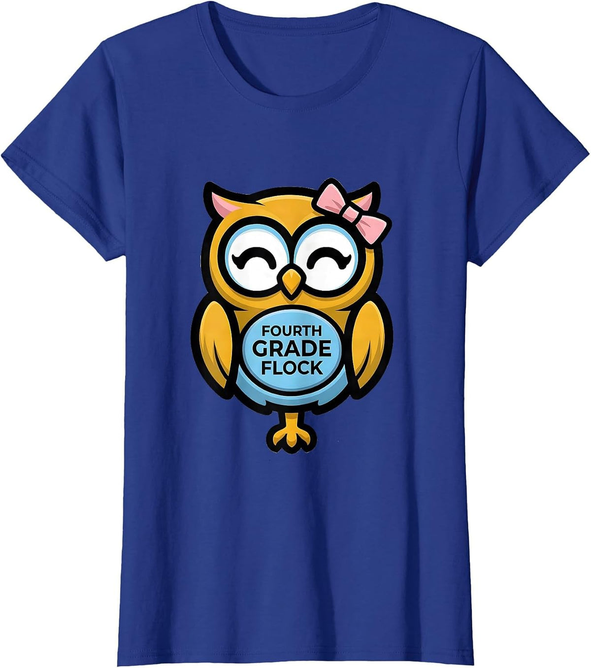 Women's Fourth Grade Flock Cute Coquette Bow Back To School Girl T-Shirt - Royal Blue