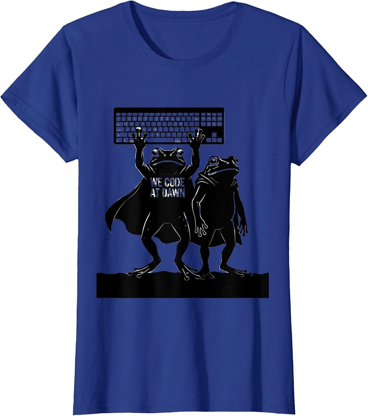 Women's We Code At Dawn Funny Teacher Frog Back to School T-Shirt - Royal Blue