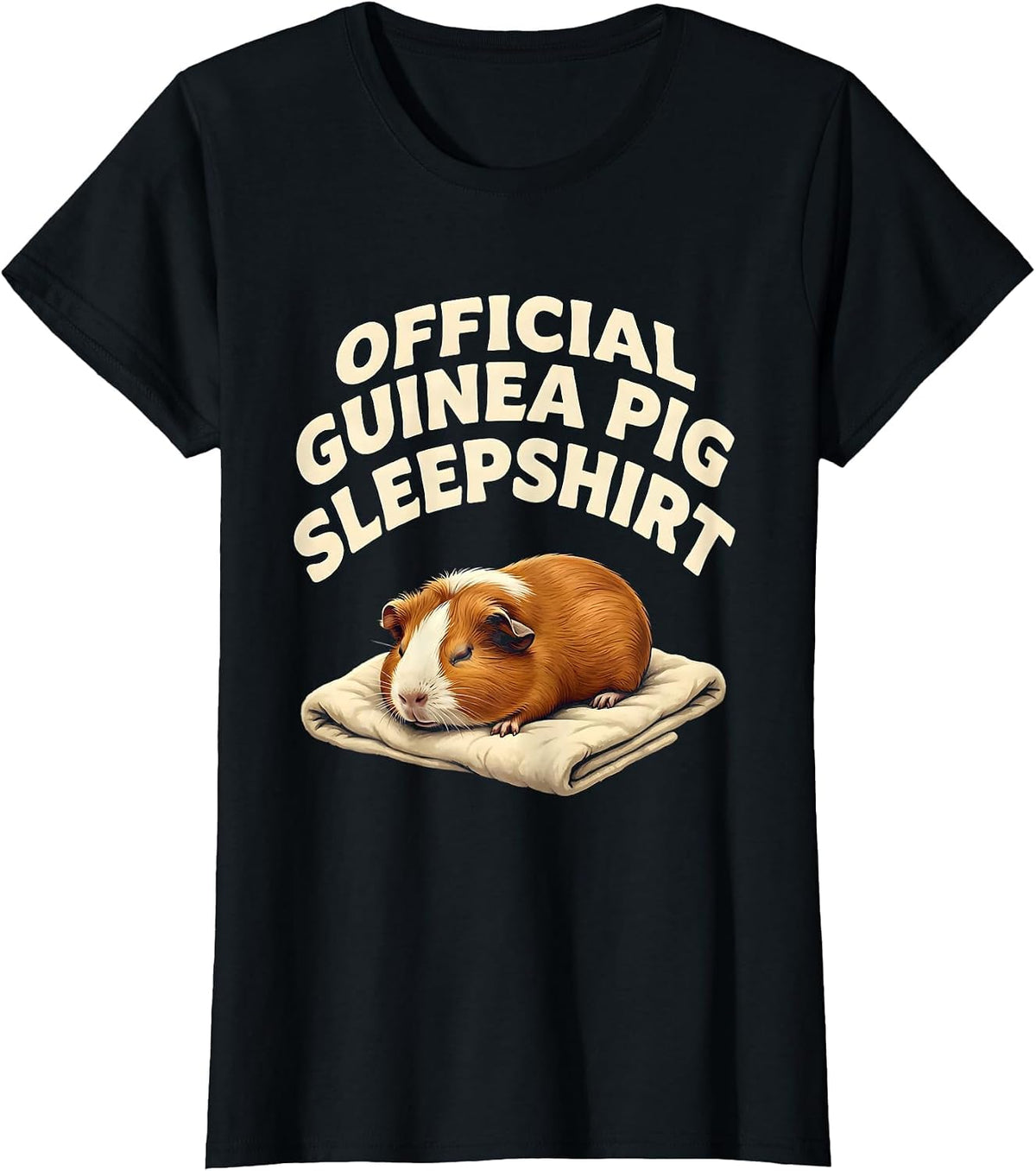 Women's Official Guinea Pig Sleepshirt Funny Pet Lover Gift T-Shirt - Black