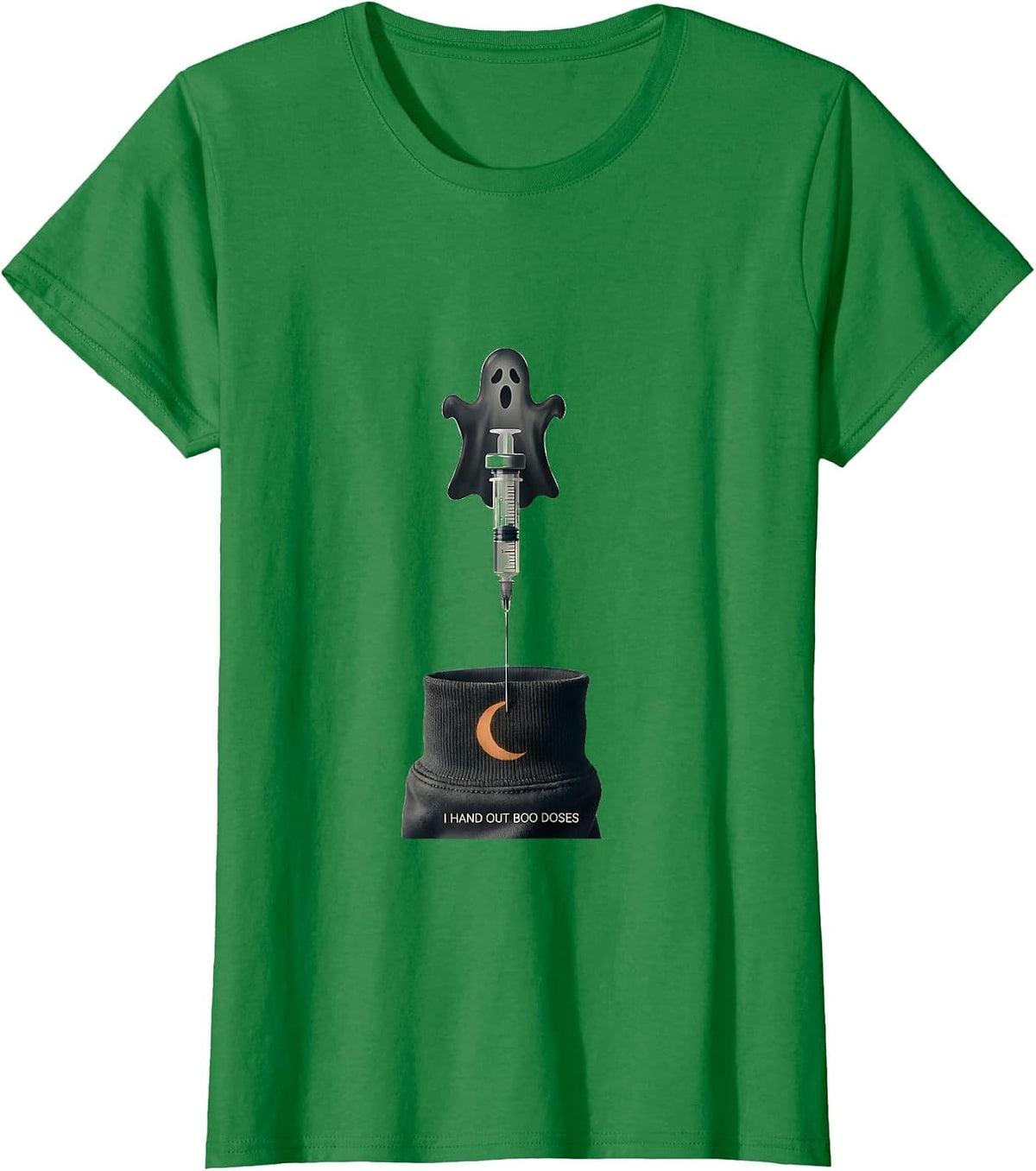 I Hand Out Boo Doses Funny Nurse Ghost Halloween Vaccine T-Shirt - Kelly Green